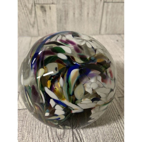 Mad Art Studio Glass Ball Shape Paperweight Signed 2000 - Picture 1 of 8